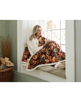 Mushroom Printed Fleece Heated Throw 140x180cm