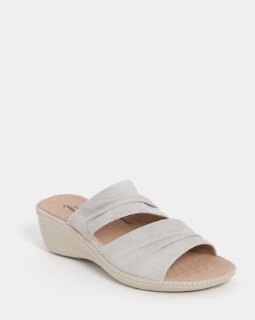Cushion Walk Pink Ruched Wedge Mules - Extra Wide Fit (EEE)
