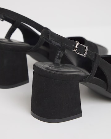 Heavenly Soles Tegan Low Block Heel Slingback Shoes - Wide Fit (E)