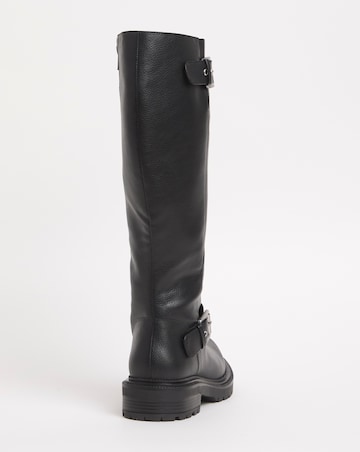 Eden Buckle Detail Knee High Boots - Extra Wide Fit (EEE) & Super Curvy Calf
