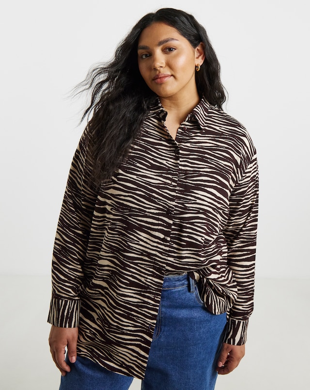 Simply Be Zebra Print Viscose Shirt