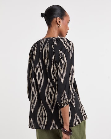 Collarless Button Through Blouse