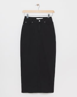 Black High Waist Super Soft Denim Maxi Skirt