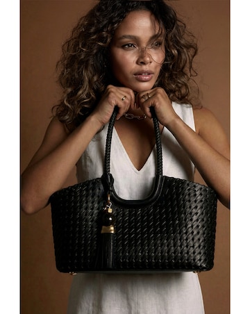 Luella Grey Paige Black Whipstitch Tote