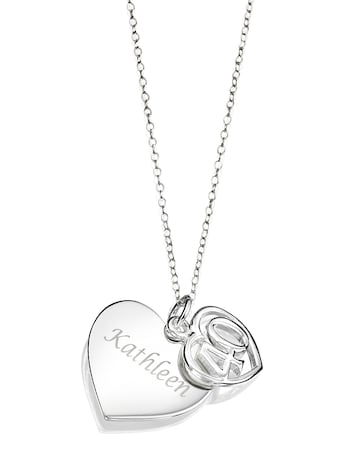 Sterling Silver Personalised Double Heart Special Age Pendant