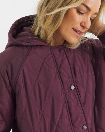 Wine Hooded Quilt Coat