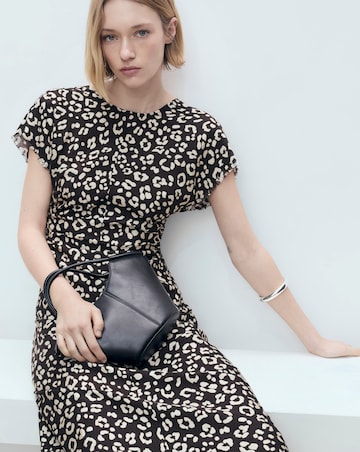 Mango Leopard-Print Dress with Frayed Ends