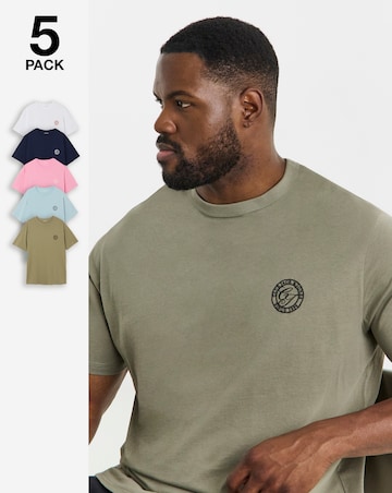 Jack & Jones Alliance Logo T-Shirt 5 Pack - Multi