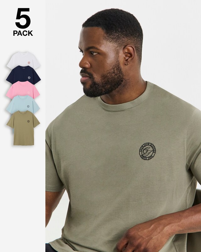JACK & JONES Alliance Logo T-Shirt 5 Pack - Multi