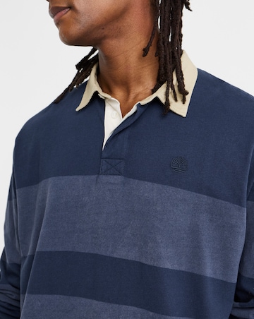 Timberland Long Sleeve Striped Rugby Polo Shirt - Navy