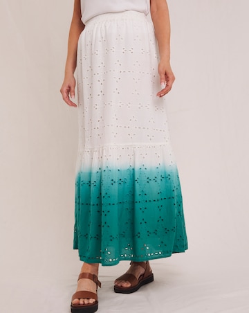Julipa White Ombre Pure Cotton Broderie Skirt