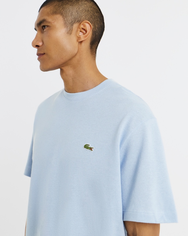 Lacoste Short Sleeve Linen Blend Pique T-Shirt - Light Blue
