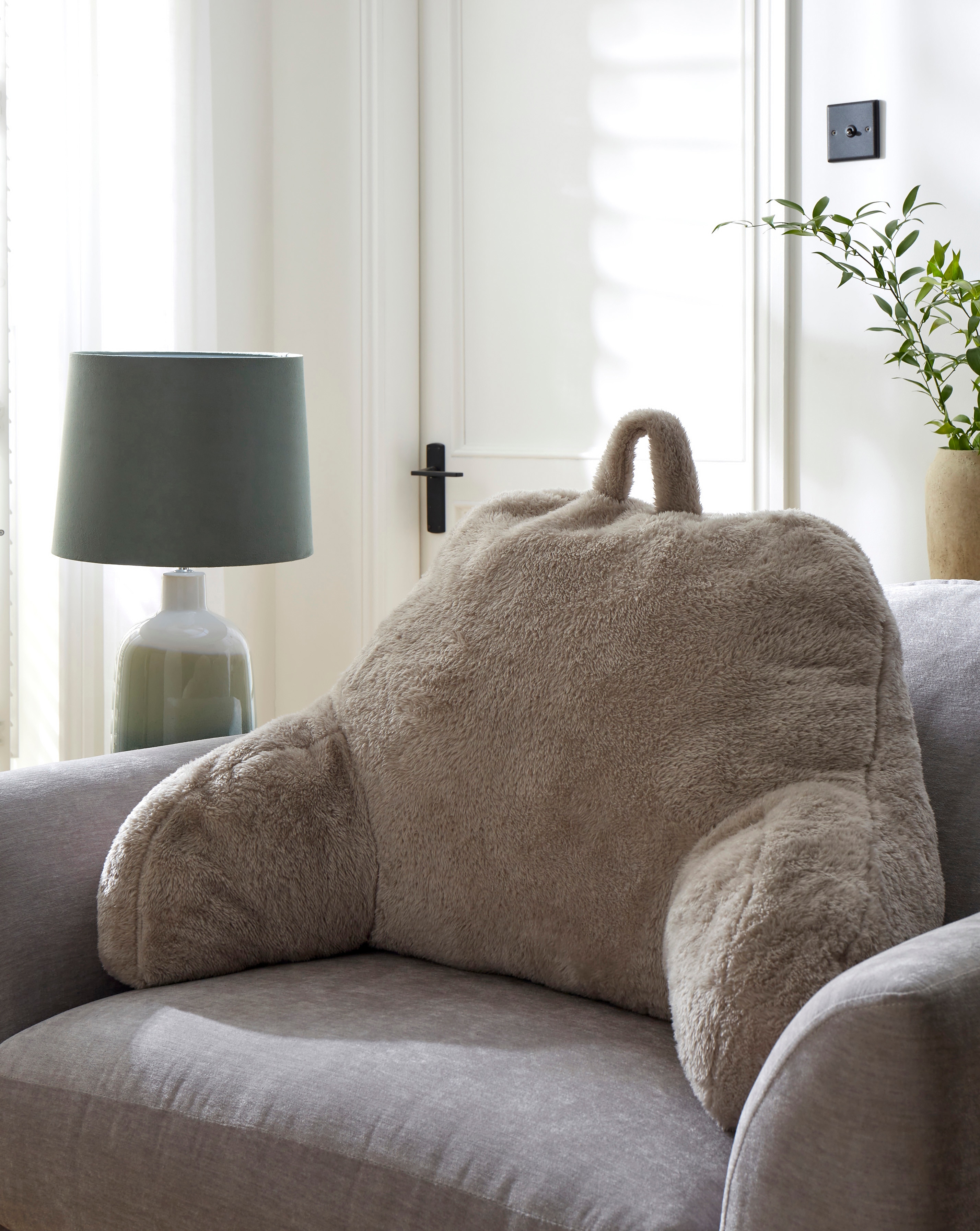 Cuddle Fleece Back Cushion - Natural
