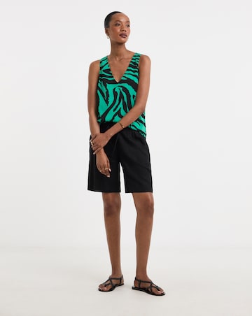 Printed V Neck Woven Vest