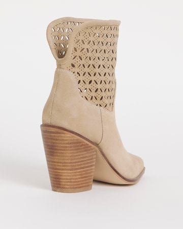 Joe Browns Natural Laser Cut Suede Cowboy Boot -Wide Fit (E)