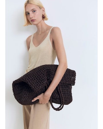 Mango Lurex Knitted V-Neck Top