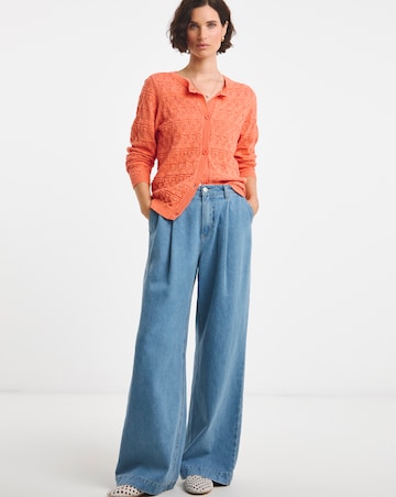 Coral Pointelle Cardigan