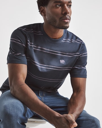 Union Heavyweight Stripe T-Shirt- Navy Stripe