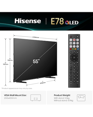 Hisense 55E78QTUK 55in QLED 4K Ultra HD HDR Smart TV