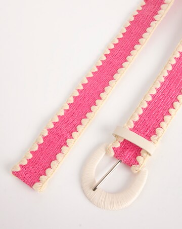 Pink Raffia Stretch Waist Belt