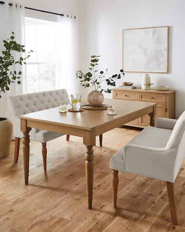 Margot Oak Dining Table with 2 Mae Benches