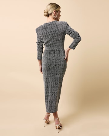 Little Mistress Black and Silver Cowl Neck Midaxi Dress