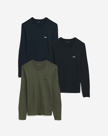 BOSS 3 Pack Long Sleeve Logo Lounge T-Shirt