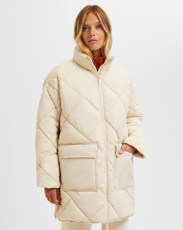 Selected Femme Diamond Quilted Jacket - Beige