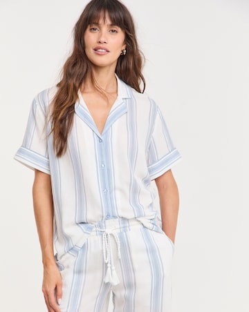 Linen Stripe Button Through Pyjama Set
