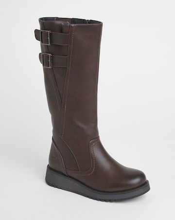 Heavenly Feet Bernice Knee High Boots Curvy Calf Ex Wide Fit