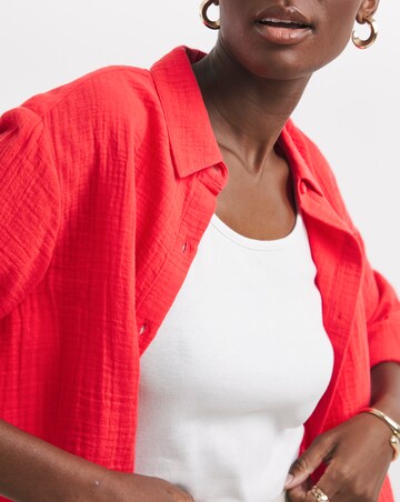 Pure Cotton Textured Relaxed Long Sleeve Shirt