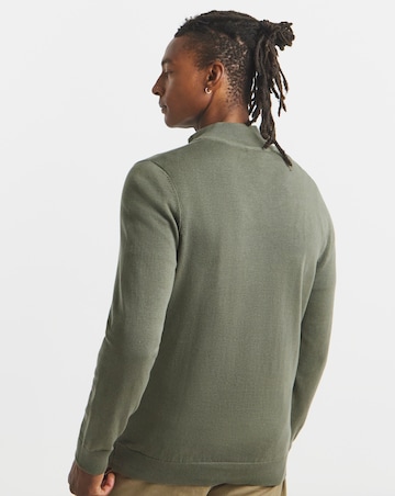 Cotton 1/4 Zip Funnel Knit Top