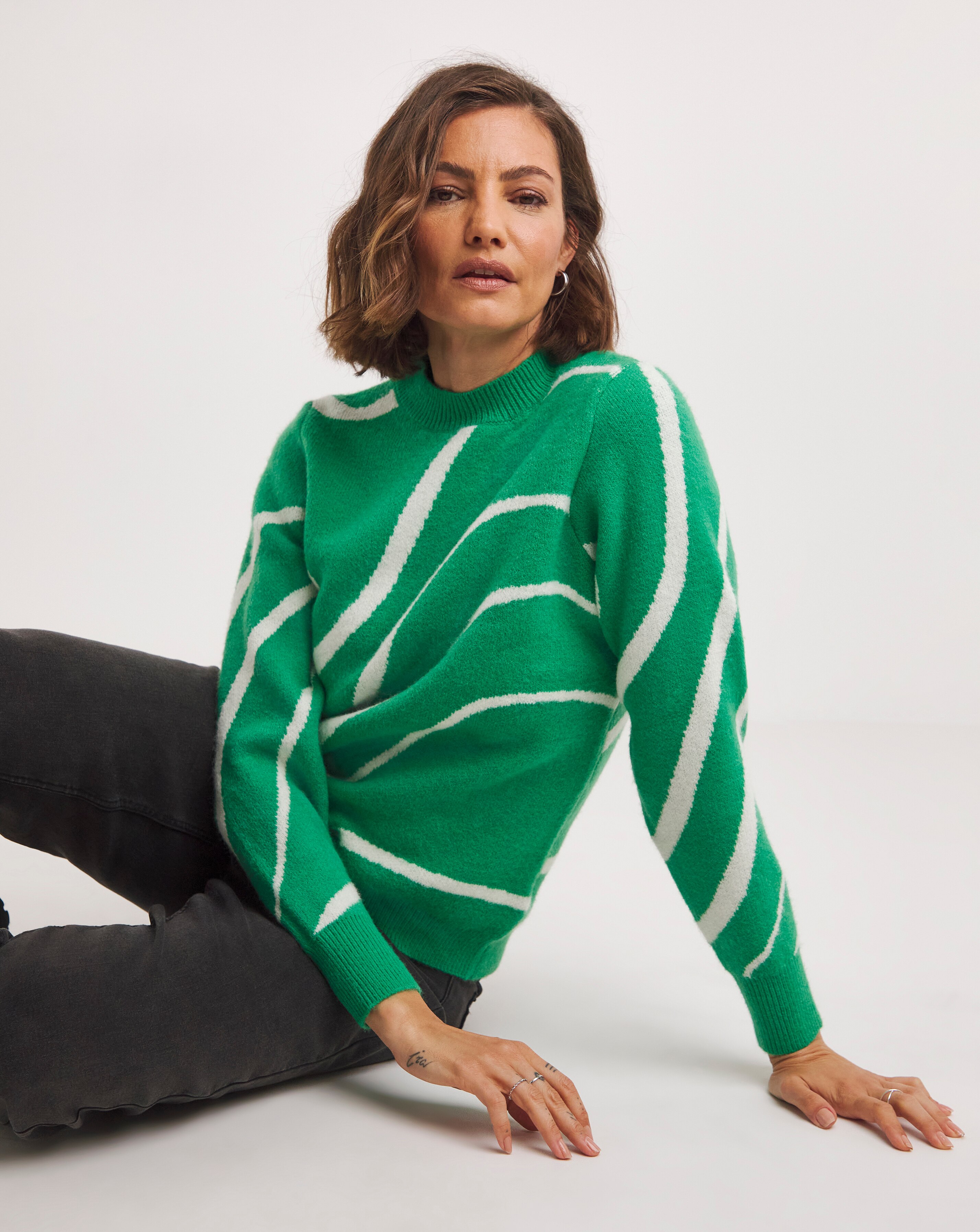 Green Swirl Jacquard Jumper | JD Williams