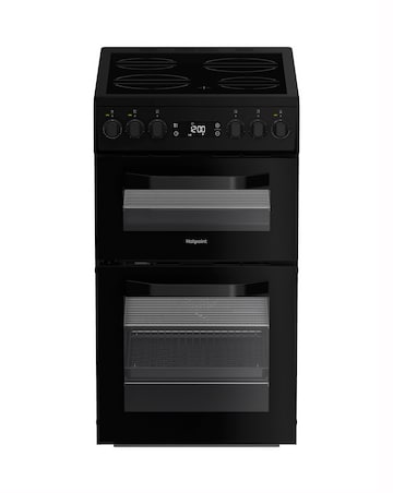 Hotpoint HDE5VDCB 50cm Electric Double Cooker with Ceramic Hob - Black