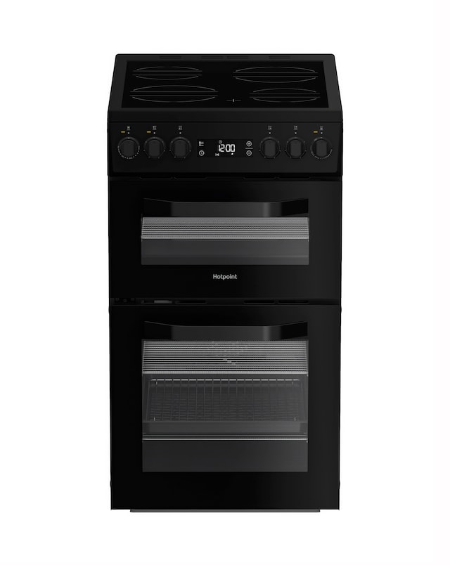 Hotpoint HDE5VDCB 50cm Electric Double Cooker with Ceramic Hob - Black
