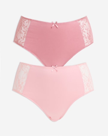 Pretty Secrets (2 Pack) Cotton Lace Full Fit Brief Knickers Pink Multi