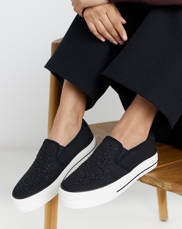 Cali Slip On Canvas Trainer - Wide Fit (E)