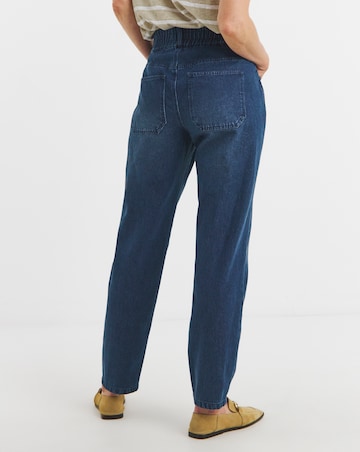 Dark Blue Elasticated Tapered Jeans
