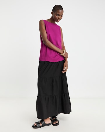 Slash Neck Linen Mix Shell Top