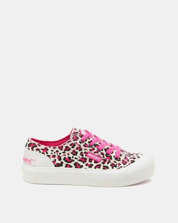 Rocket Dog Pink Leopard Jazzin Plus Lace Up Canvas Trainers