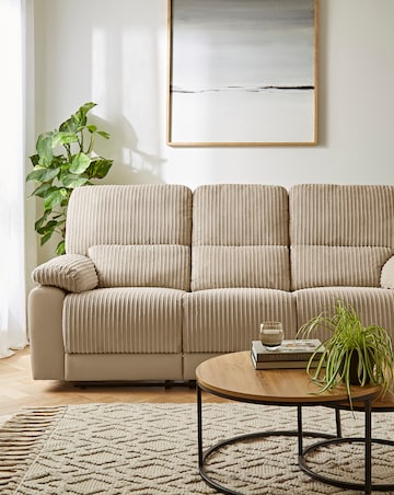 Harlow Fabric/Faux Leather Recliner 3 Seater Sofa