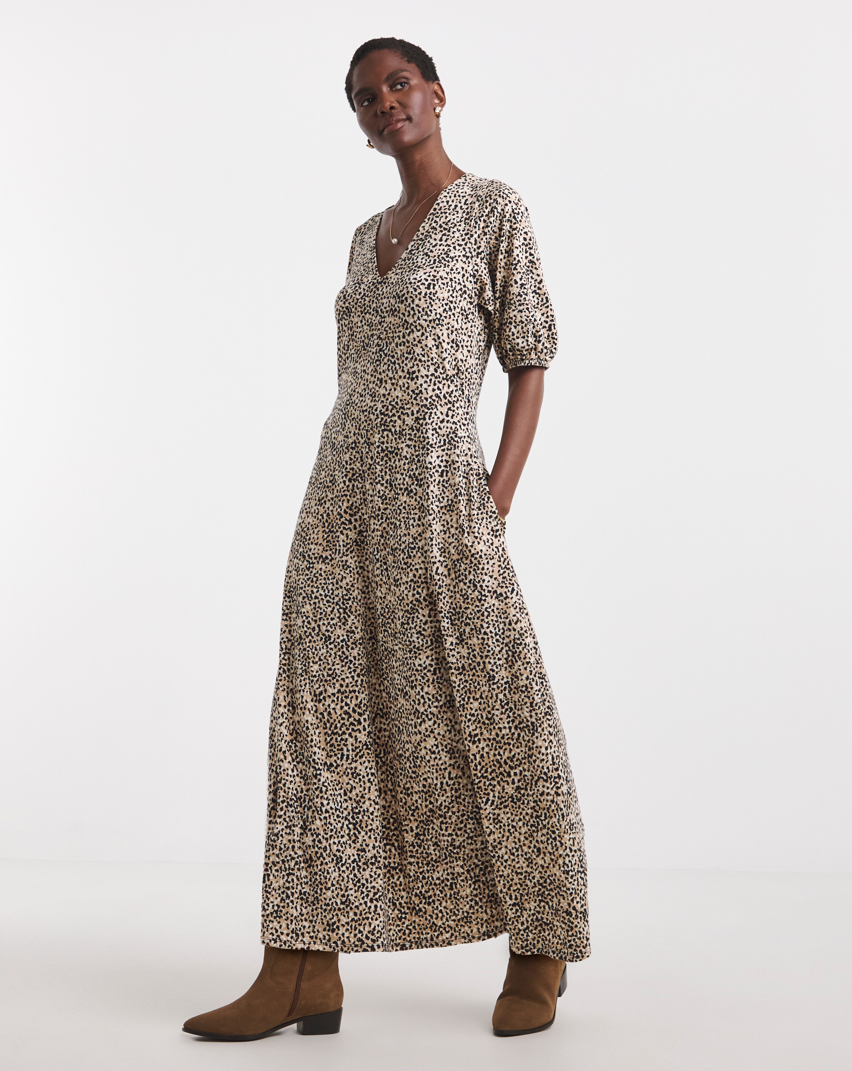 Bubble Sleeve Soft Touch Jersey Dress