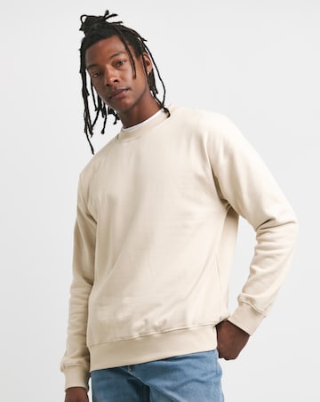 Relaxed Fit Crew Neck Sweatshirt- Stone