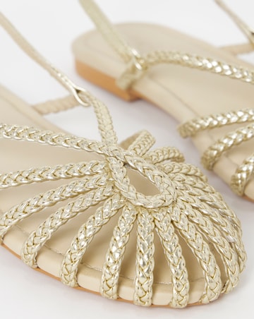 Latrice Leather Woven Detailing Flat Shoes - Wide Fit (E)