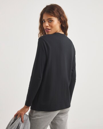 Black Basic Crew Neck Long Sleeve Jersey T-Shirt