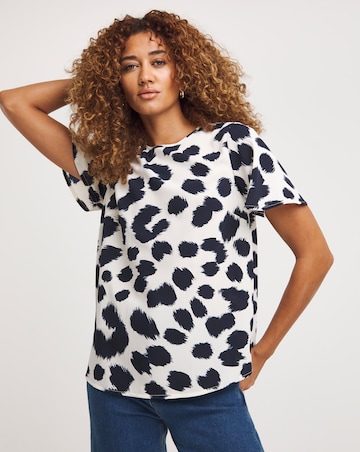 Short Sleeve Animal Print Woven Top