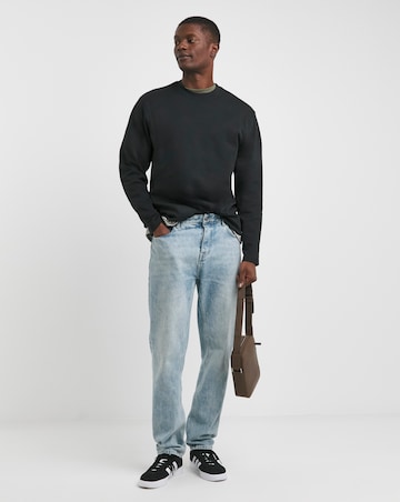 Relaxed Fit Interlock Longsleeve T-Shirt- Black