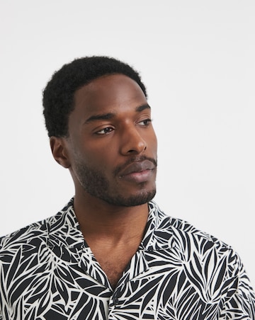 Mono Palm Print Revere Collar Shirt