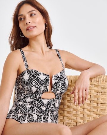 Trim Detail Bandeau Swimsuit With Detachable Straps