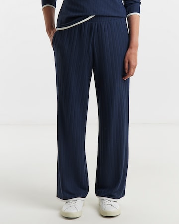 Contrast Edge Ribbed Wide Leg Joggers